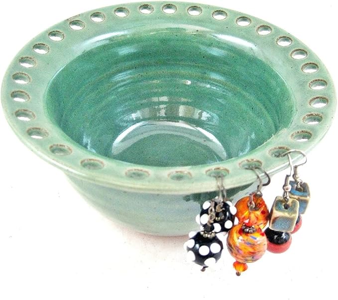 Handmade pottery jewelry holder - Artisan ceramic bowl for rings, earrings, necklaces and more
