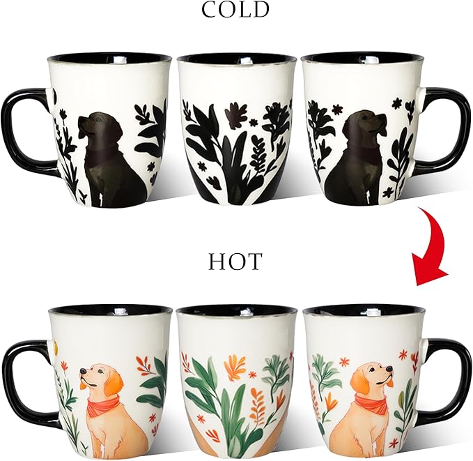 Dog Mug - Heat Changing Coffee Mugs, Ceramic Cup for Tea Hot Cocoa Latte, Funny Gifts for Dog Lovers Women Man