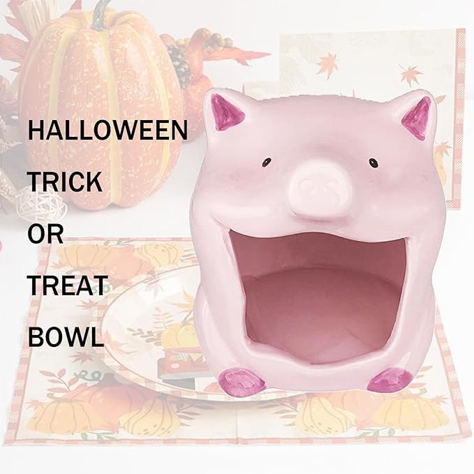 Pig Shaped Candy Bowl,Candy Servers Bowl, Cute Pig Jewelry Dish, Funny Ceramic Box Tray for Snacks Holder Holiday Ornament, 1 Piece