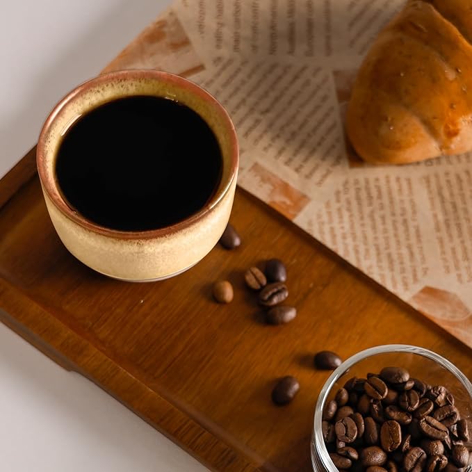 INGOFIN Ceramic Espresso Cup Set - Espresso Cup Set for Coffee and Tea, Espresso Accessories for Espresso Machine, Coffee Mug for Cafe, and Restaurant, Pack of 4, Brown, Microwave & Freezer Safe