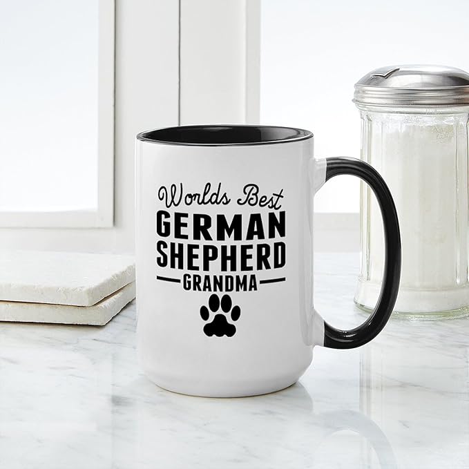 CafePress Worlds Best German Shepherd Grandma Mugs 15 oz (444 ml) Ceramic Coffee Mug