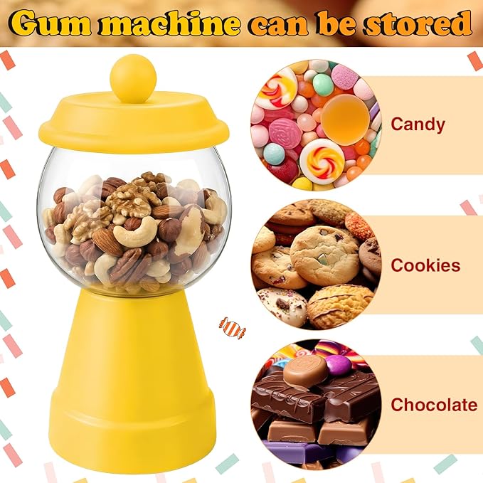 Thyle 27 oz Plastic Candy Jar with Lid Ceramic Candy Jar Food Storage Container for Easter Wedding Party Centerpieces DIY Gifts Game Table Ornament Holder Treats(Yellow)