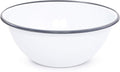 Home Enamelware Serving Bowl, 1.5 quart, Vintage White/Grey (Single)