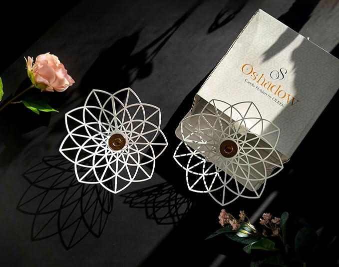 Oshadow Lotus Candle Holder - Cute Boho Decor for Taper Candles & Coffee Table