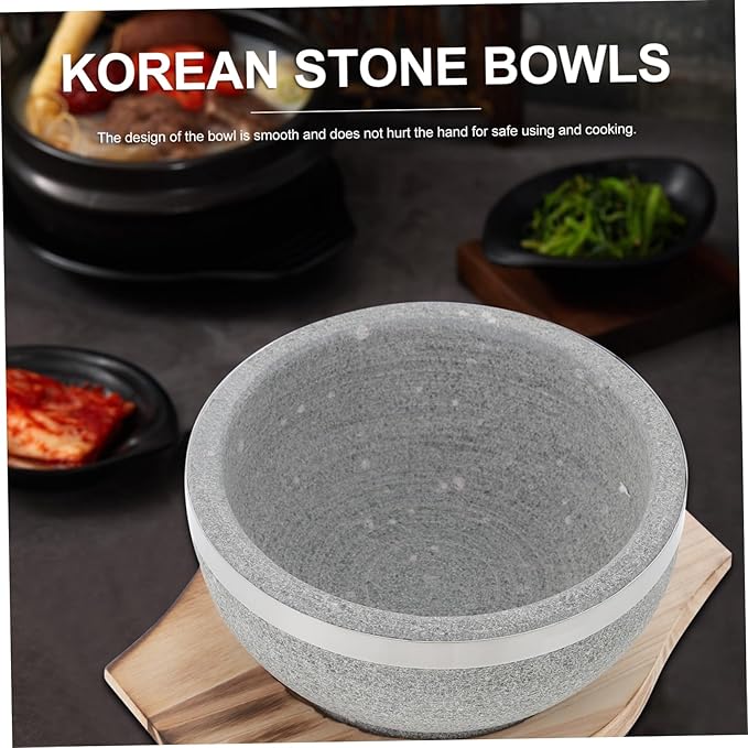 Korean Bibimbap Stone Bowl with Tray Dolsot Bowl for Soup and Cooking Kitchenware for Authentic Korean Cuisine for Bibimbap and Stews