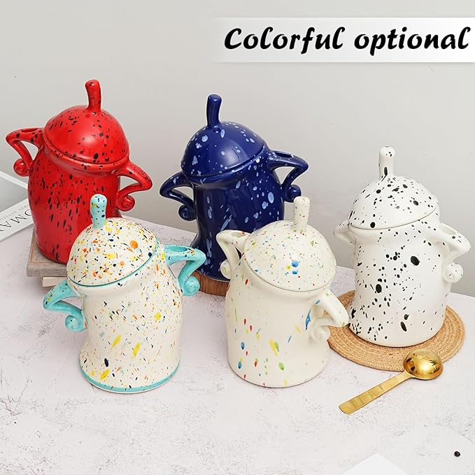 Canister With Attitude,Large Capacity Cute Sassy Storage Canister Jar With Lid Sassy Fun storage jars Seals well and comes with a nice spoon Perfect for Coffee Tea sugar and spice storage jars (red)