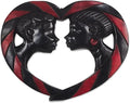 NOVICA Artisan Handmade Wood Wall Sculpture Romantic Sese from Ghana Black Red Decor Art Heart People Portraits [10.5in H x 13.5in W x 1.4in D] ' Passionate Lovers'