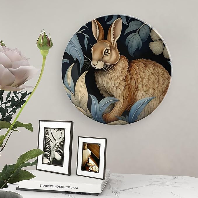 Forest Rabbit Floral Art Nouveau Decorative Plate for Display William Morris Garden Festival Household Supplies Table Wall Holiday Party Decorations Customize Gifts for Men Women Anniversary