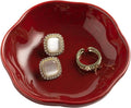 Ceramic Ring Dish Flower Jewelry Holder Dish Cute Jewelry Dish Tray Trinket Dish Small Decorative Tray Key Bowl Room Decor Aesthetic for Mom Best Friend Sister (red)