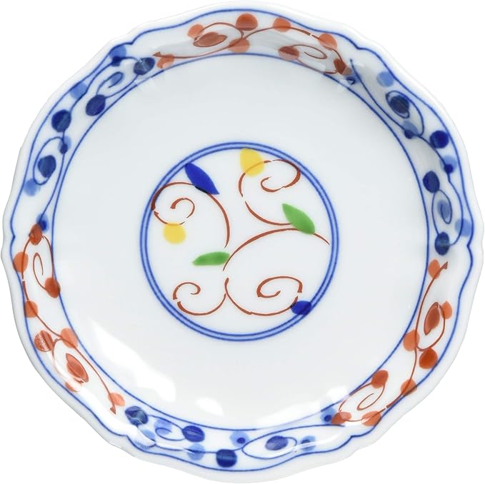 西海陶器(Saikaitoki) Saikai Pottery 31159 Hasami Ware Classinoutsuwa Small Plate, Dyed Nishiki Arabesque White 4.7 inches (12 cm)