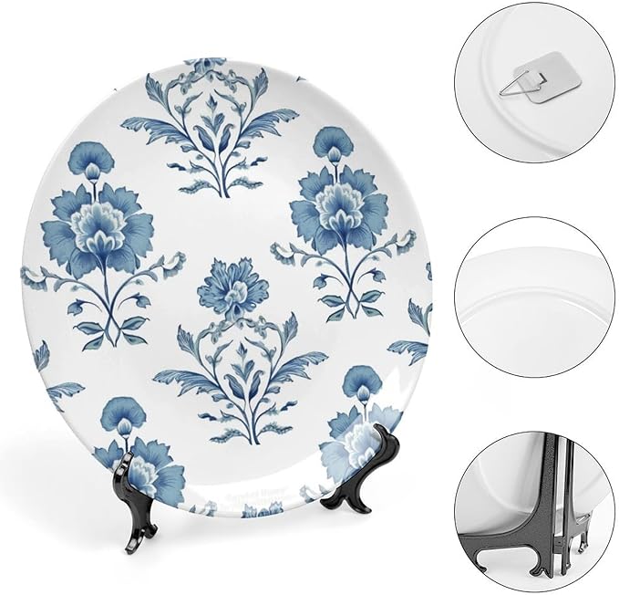 Mughal Flower in Monsoon Vintage Plates of 6", 7", 9", 10", Customize Ceramic Salad Plates, Festival Wedding Decorations Kitchen, Unique Art with Stand