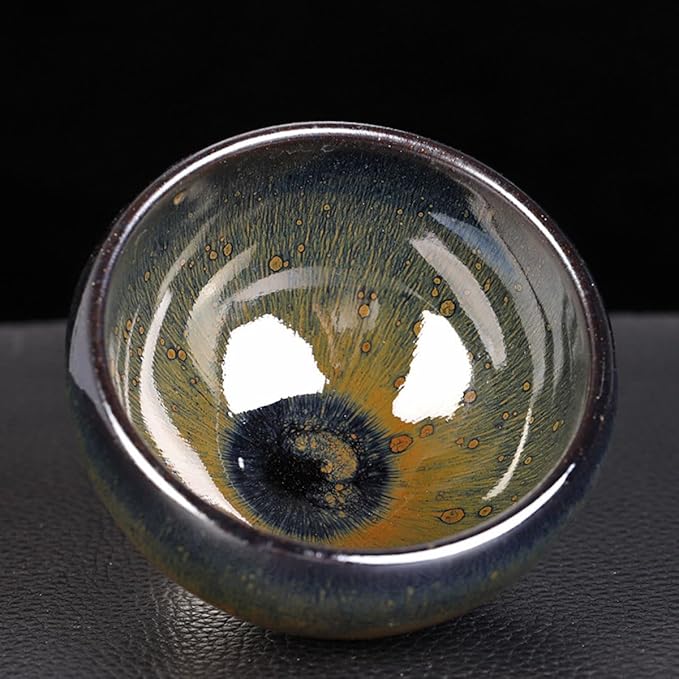 Traditional Japanese ceramic tea bowl, handcrafted with Tenmoku glaze, matcha bowl, tea ceremony cup, Jian ware, master-crafted teacup, Tenmokubowl (Jian ware oil-spot glaze teacup)