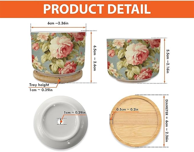 Pink Cabbage Roses Romantic Small Ceramics Planters Set of 1 Cottage Chic Antique Pink Flower Ceramics Pots for Plants Traditional Chinese Chinoiserie Cactus Planter for Indoor