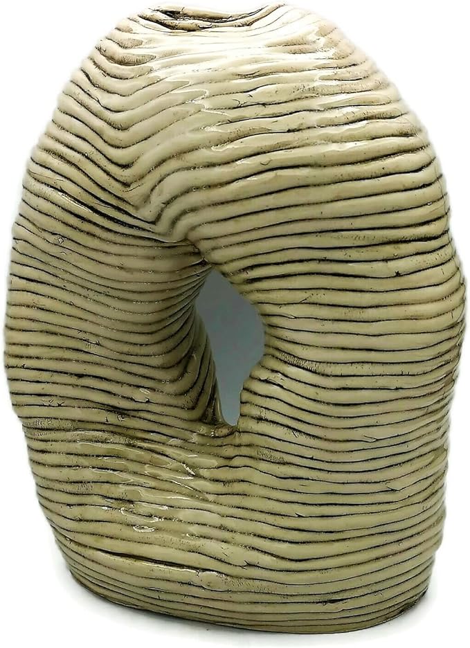 Large Modern Ceramic Sculpture Hollow Shaped Handmade Stoneware Contemporary Art Textured For Table Or Floor 29cm/11in