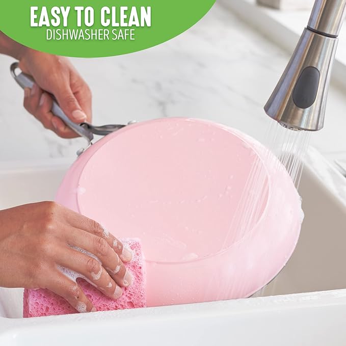 GreenLife Artisan Healthy Ceramic Nonstick, 8" and 10" Frying Pan Skillet Set, Stainless Steel Handle, Induction, PFAS-Free, Dishwasher Safe, Oven Safe, Pink