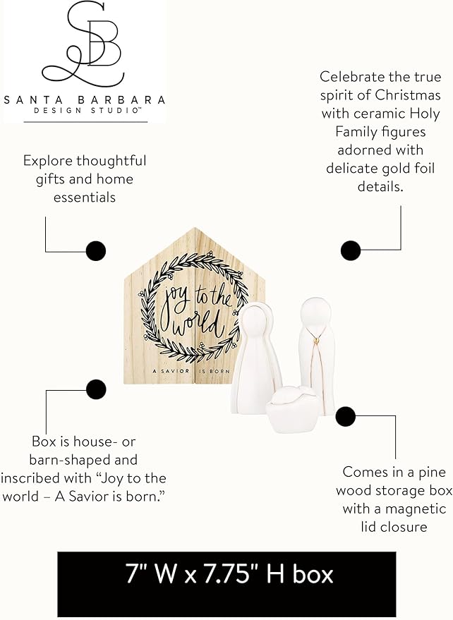 Santa Barbara Design Studio Christmas Figurines - Ceramic Holiday Figures in Keepsake Display Box, Set of 3, Holy Family