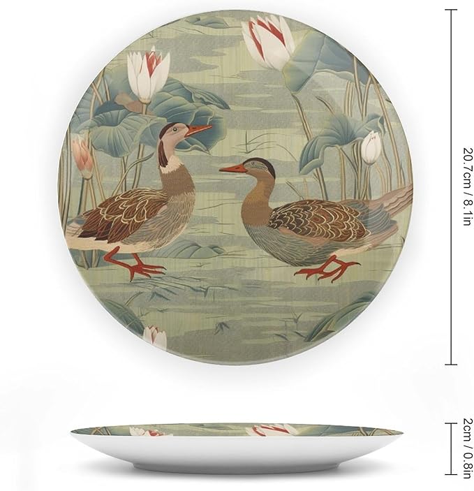 Aqua Lotus Garden China Plates for Display Household Office Supplies Kitchen Wedding Holiday Party Decorations Personalized Gifts for Men Women Halloween, 6", 7", 9", 10"