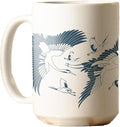 Lunar New Year Crane Bird Pattern coffee mug Lunar New Year Gift coffee mug Tet Gifts Iced Coffee coffee mug Crane Bird coffee mug Asian Pattern element ceramic coffee mug idea (Blue Pattern)