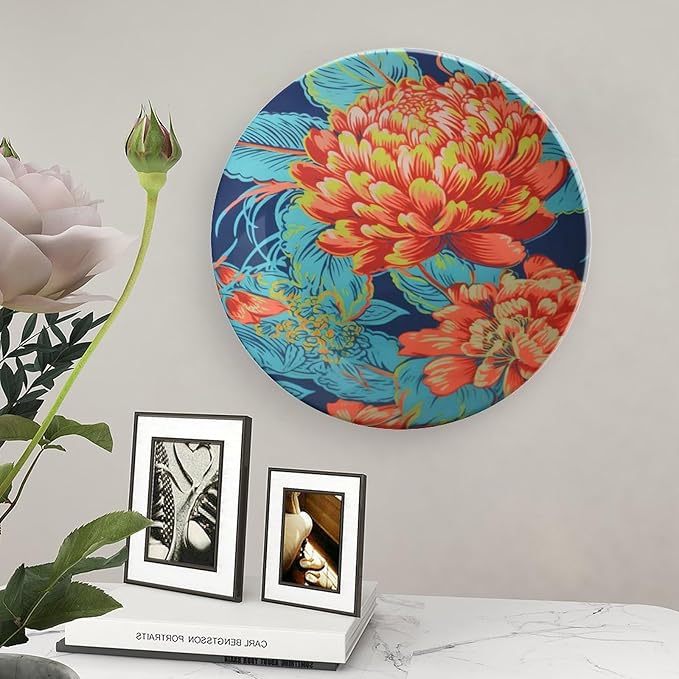 Chinoiserie Peony Floral Fashion Plates for Display Chinoiserie Peony Floral Art Decoration Kitchen Supplies Office Festival Holiday Party Decorations Custom Gifts for Men Women Wedding