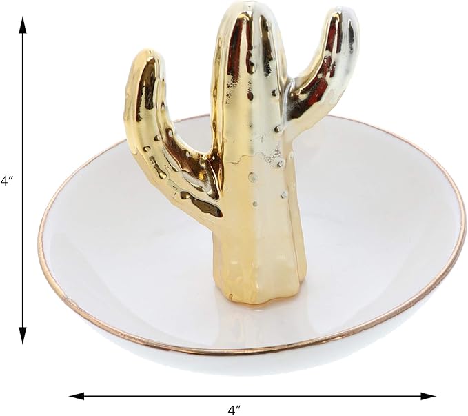 Li'Shay Ceramic Ring Tray Holder Small Figurine Jewelry Trinket Tray - Cactus