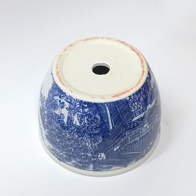Blue and White Chinoiserie Planter, Blue and White Flower Pot for Indoor Plants, Oriental Pots for Plants, Oriental Porcelain Chinoiserie Pot, Ceramic Asian Planter, Medium