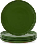 10.25-Inch Dinner Plates Set of 4, Dual Glaze Stoneware Plates, Microwave and Dishwasher Safe, Ceramic Plates for Everyday Dining, Forest Glaze Green