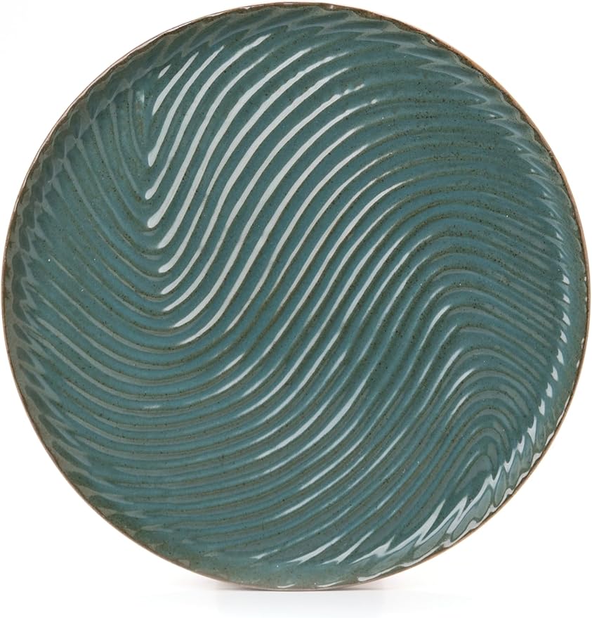Vanity Tray with Brown Trim - Candle & Perfume Holder Organizer - Round, Green, 11"11" - Home Decor for Dresser, Table, Bathroom Countertop