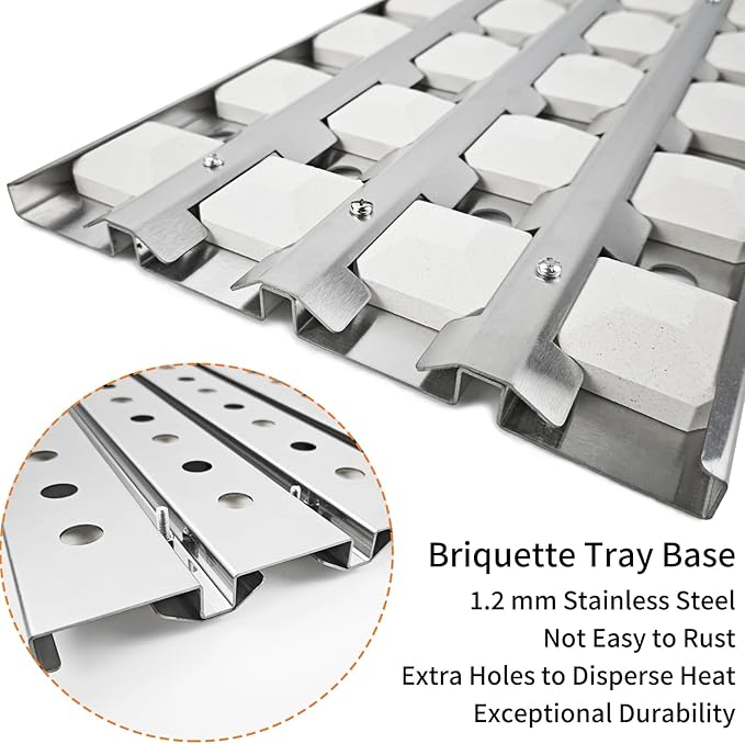 510-1025 Briquette Tray for Alfresco Artisan ARTP-32 ARTP-36 BBQ Replacement Parts for Alfresco Artisan Grill Parts AAEP-26 AAEP-32 AAEP-36 Heat Plate Flame Tamer with 20 Ceramic Briquettes
