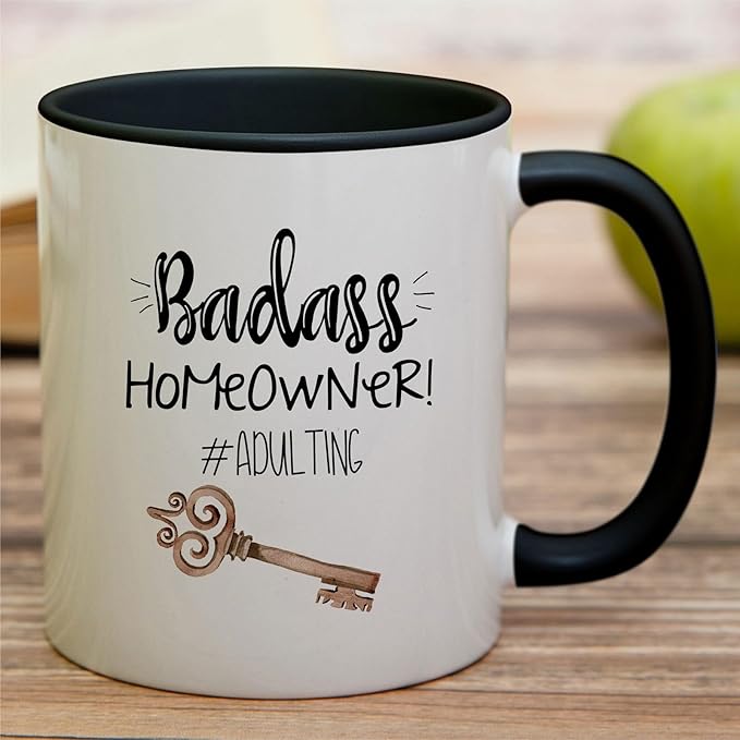 Retreez Funny Mug - Badass Homeowner Adulting Moved New House Gift Housewarming 11 Oz Ceramic Tea Coffee Mugs - Funny, Sarcasm, Sarcastic, birthday gifts - White Mug with Black Handle and Inner