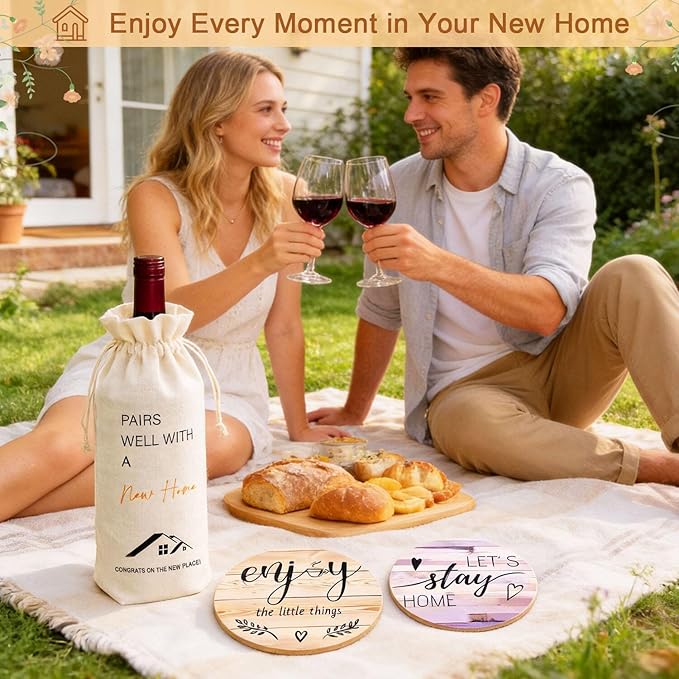 House Warming Gifts New Home, 19pcs New Home Gift Basket For Homeowners, Couple Women Neighbor - Includes Decoration, Kitchenware, Towel, Greeting Card, First Time Home Buyer Gift, Housewarming Gifts