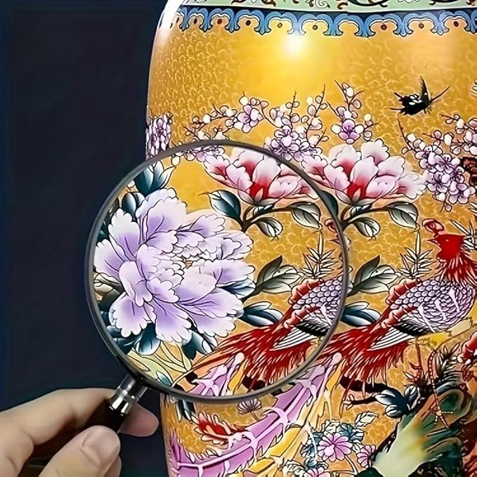 14" Jingdezhen Large Fishtail Ceramic Vase Golden Handmade Home Decorative Vase, Modern Luxury Accent for Living Room, Wedding, or Gift. Elegant Floral Arrangement Centerpiece. (G)