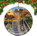 California San Francisco 16 Avenue Tiled Steps USA America Christmas Ornaments Ceramic Round Hanging Pendant Xmas Decor City Travel Souvenirs 3" Porcelain Double Sided