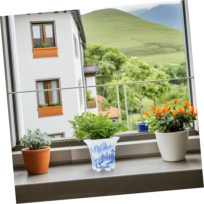 Blue and White Planter: Chinese Flower Pot for Succulents Cacti and Indoor Plants Flowerpot for Home Office Garden Planter