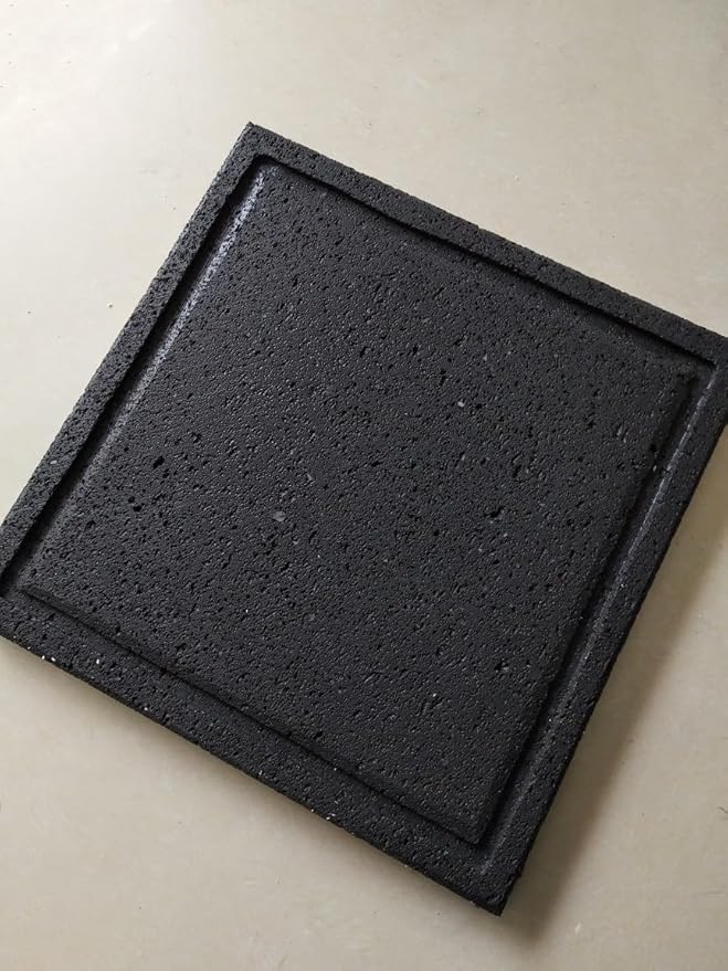 Volcanic stone cooking tiles, flat, open with grooves, 8 "x 8", lava cooking stone pizza, meat, seafood and vegetables. Outdoor steak barbecue. Camping pot, barbecue net. Korean baking pan.