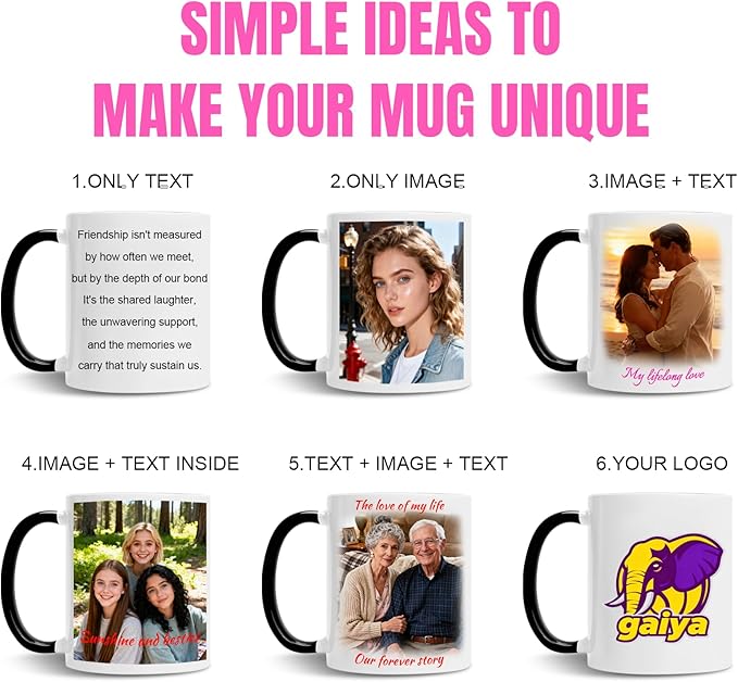 Custom Magic Coffee Mug Heat Sensitive Color Changing Personalized Text, Photo, Logo Ceramic Mugs - Customized Cups Funny Idea Gifts For Christmas, Birthday, Dad, Mom, Women & Men 11oz Tea Cup (Black)