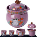 Mini Tea Cups,Cute Lucky Cat Cups,Small Tea Mugs,Porcelain Gongfu Tea set with 3 in 1,Tea Sets for Adults,Ceramic Tea Infuser Cup for Loose Leaf for Women/Tea Lovers/Birthday/Easter's Day (Purple)