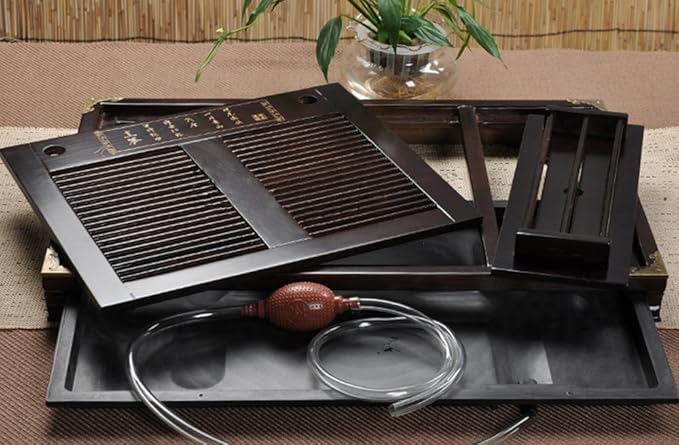ufengkeWood Tea Tray Ceramic Kung Fu Tea Set Tea Service-Black