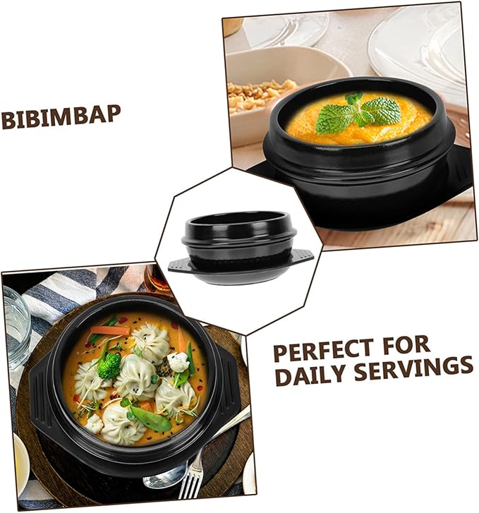 GLEAVI Korean Stone Pot Ceramic Soup Rice Casserole Bibimbap Cooking Heat Resistant Ceramic Pot