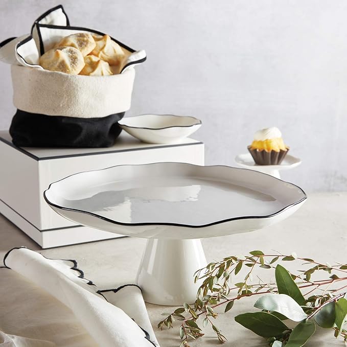 Santa Barbara Design Studio Table Sugar Ceramic Serving Bowl, Small, White & Black
