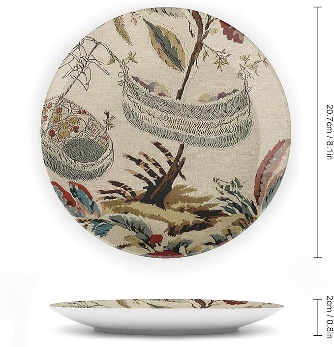 Moore Manor Antique Chinoiserie Vintage Plates, Chinoiserie Asian Village Customize Chinese Plates for Festival Wall Home Decor, with 1 Display Stand Art Decor for Art Decoration Housewarming Gifts