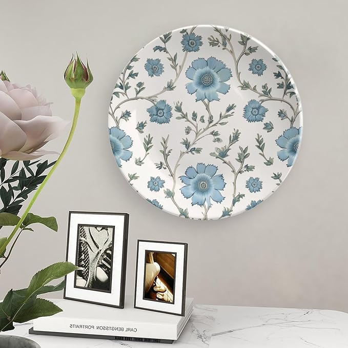 Blue And White Mughal Flower Plates Ceramic for Display Wedding Home Supplies Housewarming Gifts Table Holiday Party Decorations Customize Gifts for Men Women Thanksgiving, 6", 7", 9", 10"