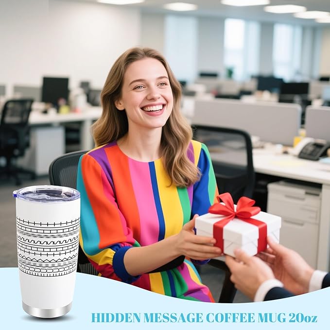 Hidden Message Coffee Mug 20oz, Gift for Work Bestie, Funny Coffee Mug, Modern Coffee Lover Gift for Friends, Family, Coworkers (White)
