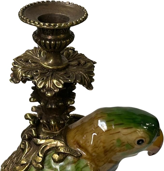 Vintage Handmade Ceramic Parrot Figure Candle Holder Aws4356