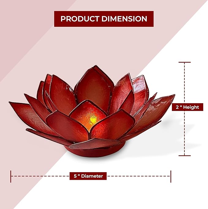 Om Gallery Capiz Shell Lotus Flower Decor Tealight Candle Holder for Serene Ambiance - Handmade Decorative Candle Holders for Meditation, Yoga, and Relaxation, Horizon