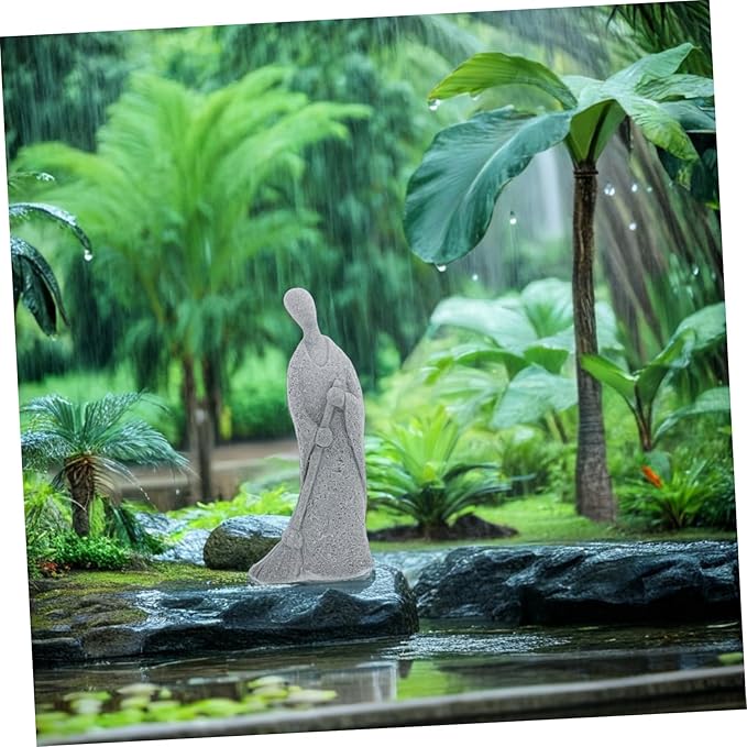POPETPOP Zen Buddha Monk Figurine for Home Decor Miniature Asian Style Garden Statue for Bonsai and Micro Landscape Decoration 4-inch Ceramic Sculpture