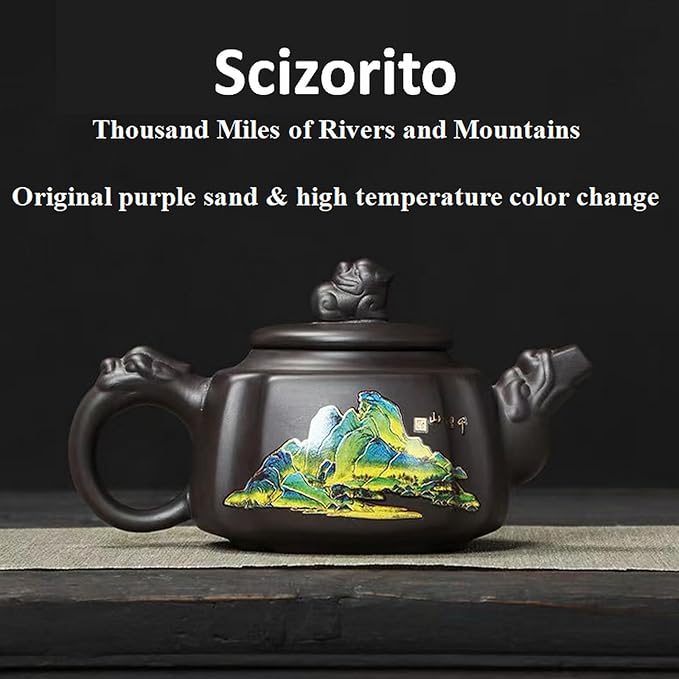 Zisha Tea Set, Chinese Tea Set with Gift Package, Suitable for Father's Day, Mather's Day, Birthday, Christmas Gifts (Square Mountain)
