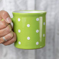 City to Cottage Handmade Lime Green and White Polka Dot Ceramic Extra Large 17.5oz/500ml | Hot Chocolate, Coffee, Tea Mug, Cup with Handle Unique Designer Pottery Gift for Tea Lovers