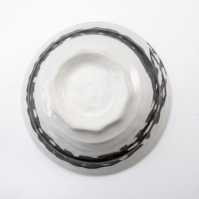 Artisan One-Stroke Noodle Bowl - Handmade Japanese Ceramic Ramen & Udon Bowl, White