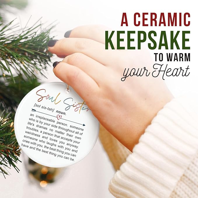 ZAGKOO Soul Sister Christmas Ornament 2025 - Soul Sister Gifts for Women, Best Friend Christmas Ornament, Friendship Gift for Bestie, BFF, Close Friend - Xmas Decoration Ceramic Ornaments 2025