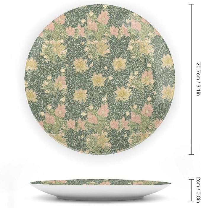 Spring William Morris Flowers China Plates of 6", 7", 8", 10", Personalized Christmas Design Design Collector Plates, Custom Gifts, Home Office Decorations Club, Including Bracket And Special Hook